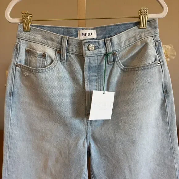 Pistola High Rise Straight Leg Ankle Jeans in Light Blue Malibu Wash Size 26 - Picture 6 of 8